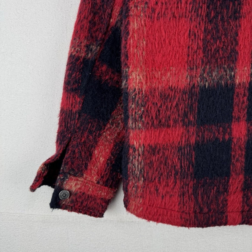 Levi's Trucker Jacket Buffalo Plaid Zipper Button Wool Blend Red Women's XS - Picture 7 of 14